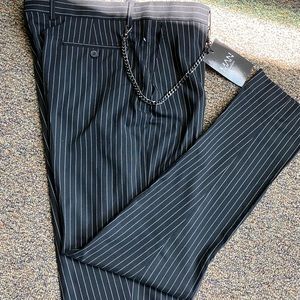 Black and White line Chinos with Chain